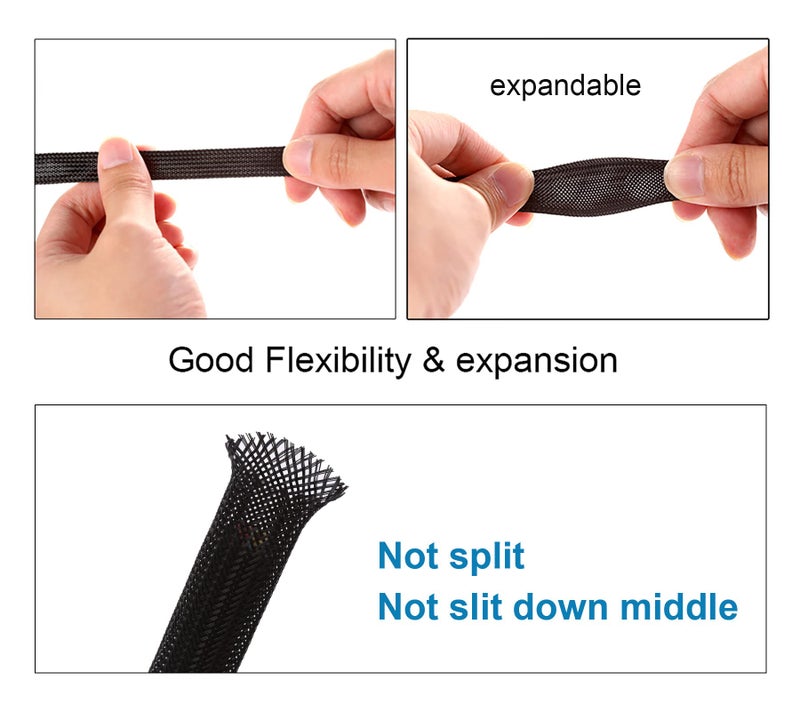 Alex Tech 25ft - 3/8 inch PET Expandable Braided Sleeving â€“ Black â€“ Alex Tech Braided Cable Sleeve - Image 5